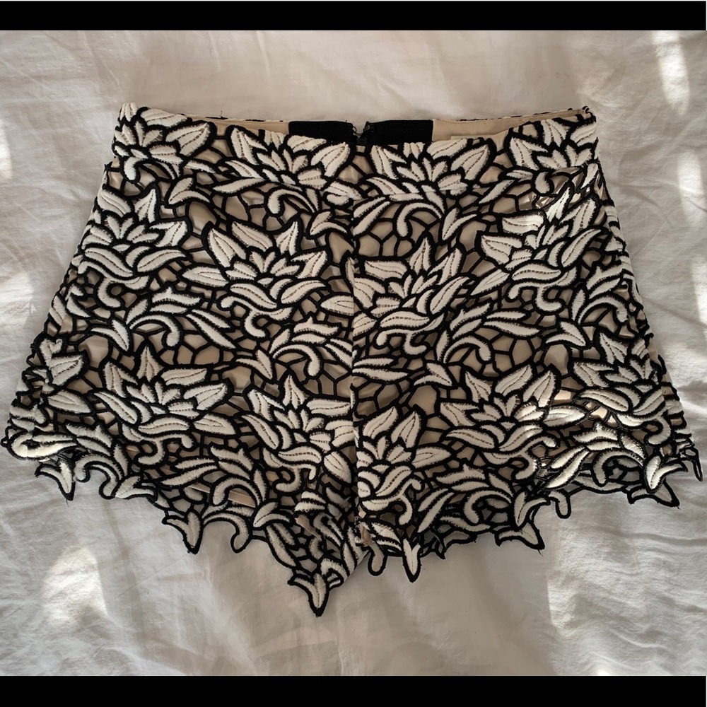 Alice + Olivia Black and White Floral Shorts